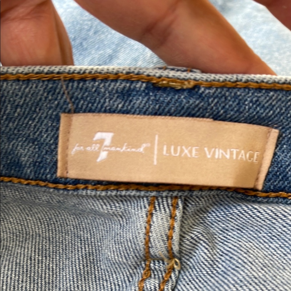7 For All Mankind Blue Jeans with Indigo Twill Weave